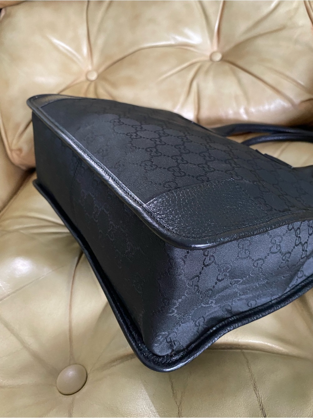 LKNW Gucci Tote Bag Top Handle GG Black Canvas/Leather COA - Picture 5 of 13